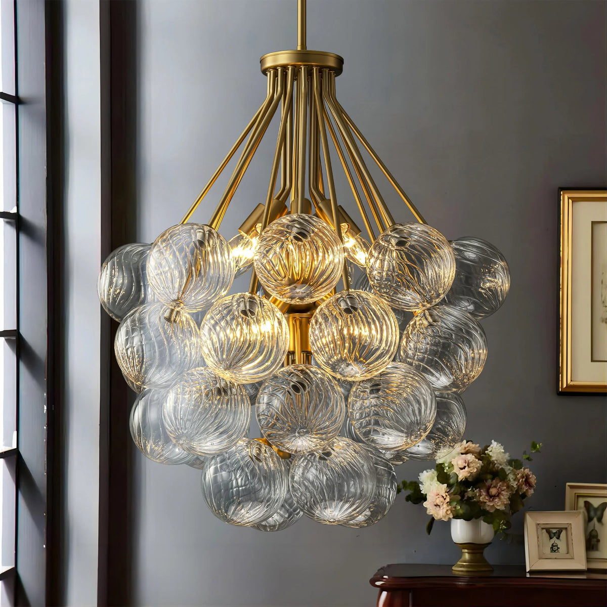 12-Light Glass Globe Sputnik Chandelier T281