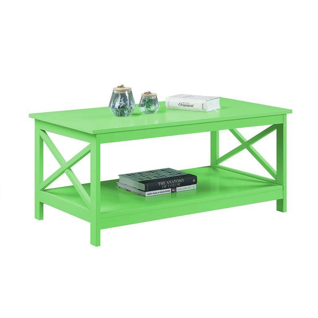Lime Green Wood Coffee Table with Shelf M962285