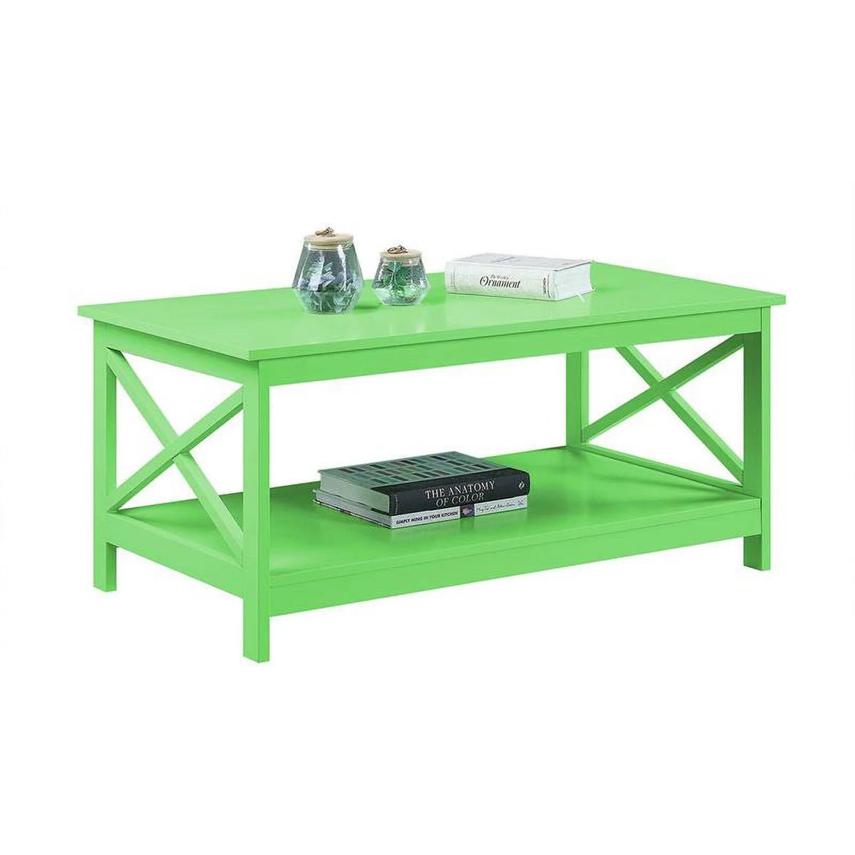 Lime Green Wood Coffee Table with Shelf M962285