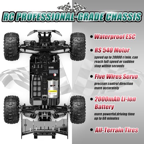 1/14 RC Cars Fast 60 KPH 4WD All Terrain RC Truck with 60 Mins Runtime U455429