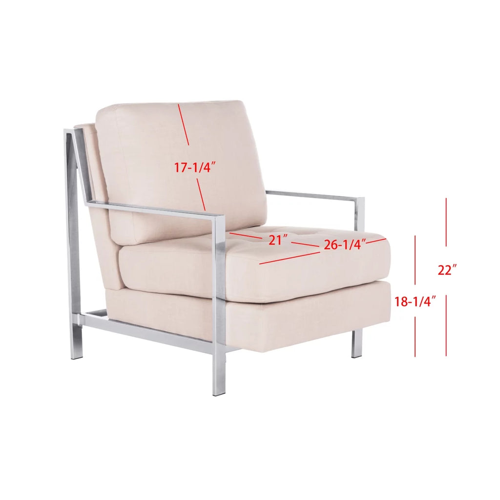 Beige Tufted Linen Accent Chair O4182