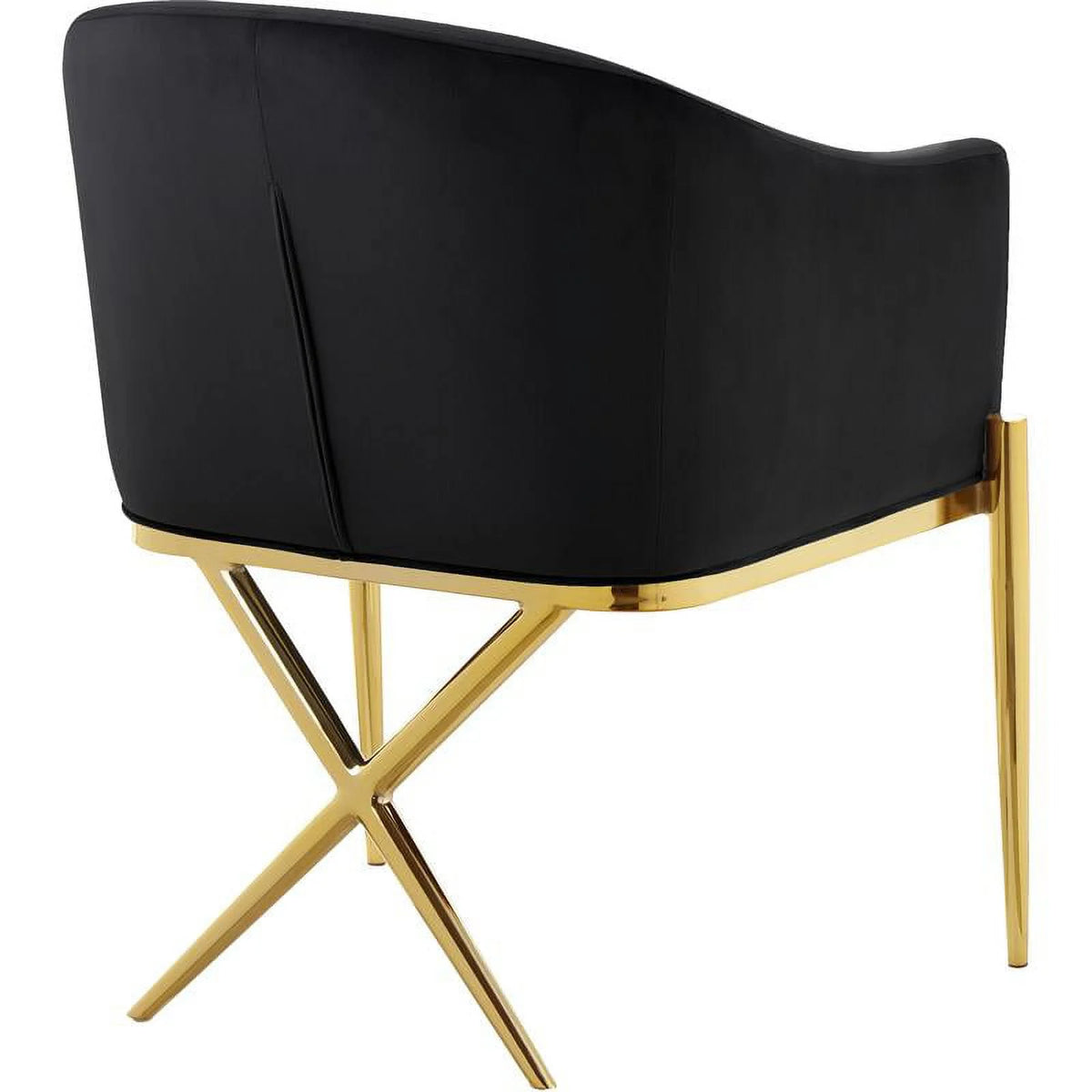 2 Piece Velvet Black Arm Chair Set with Gold Metal Legs R533657