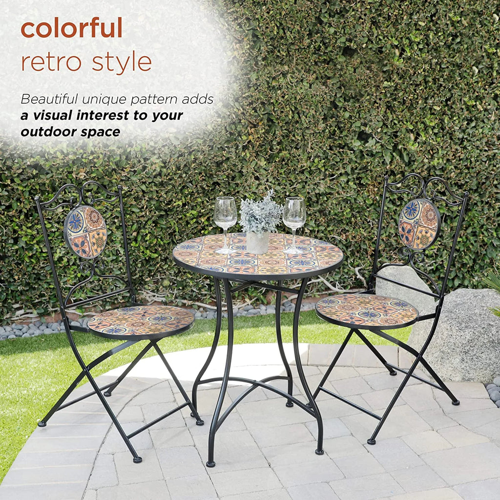 Multicolor Mediterranean Tile Design Table Chairs Patio Seating Z941