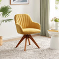Mid Century Modern Swivel Accent Chair Linen Upholstered with Beech Wood Legs T2379