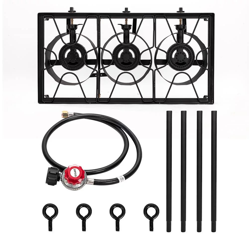 Black Portable 3 Burner Propane Cooker H293