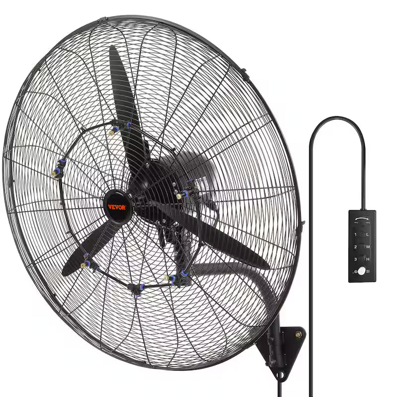 Wall-Mount Misting Fan 30 in. 3-Speed 9500 CFM Waterproof Oscillating Industrial Wall Fan X3045