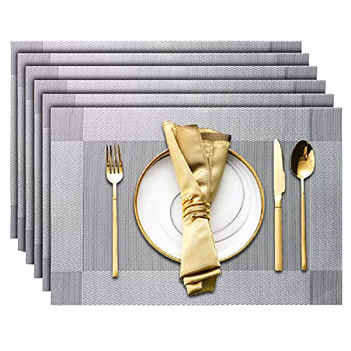 Placemats Set of 6 Heat Resistant Woven PVC Placemats V7088