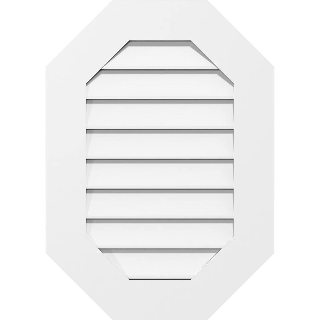 Vertical Elongated Octagon Surface Mount PVC Gable Vent S807