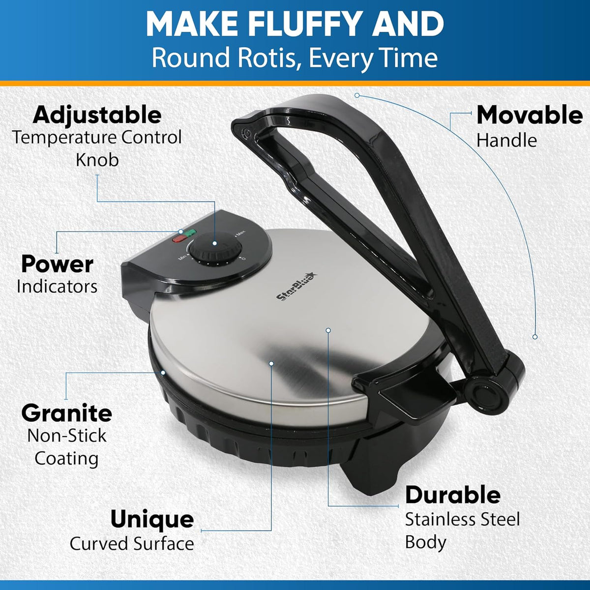 10inch Stainless Steel Non-Stick Electric Roti Maker D534167