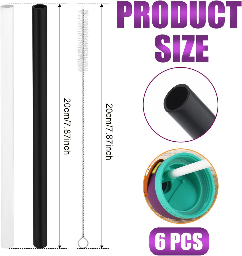6pcs Reusable Plastic Straws with Cleaning Brush for 24 oz Water Bottle O51185