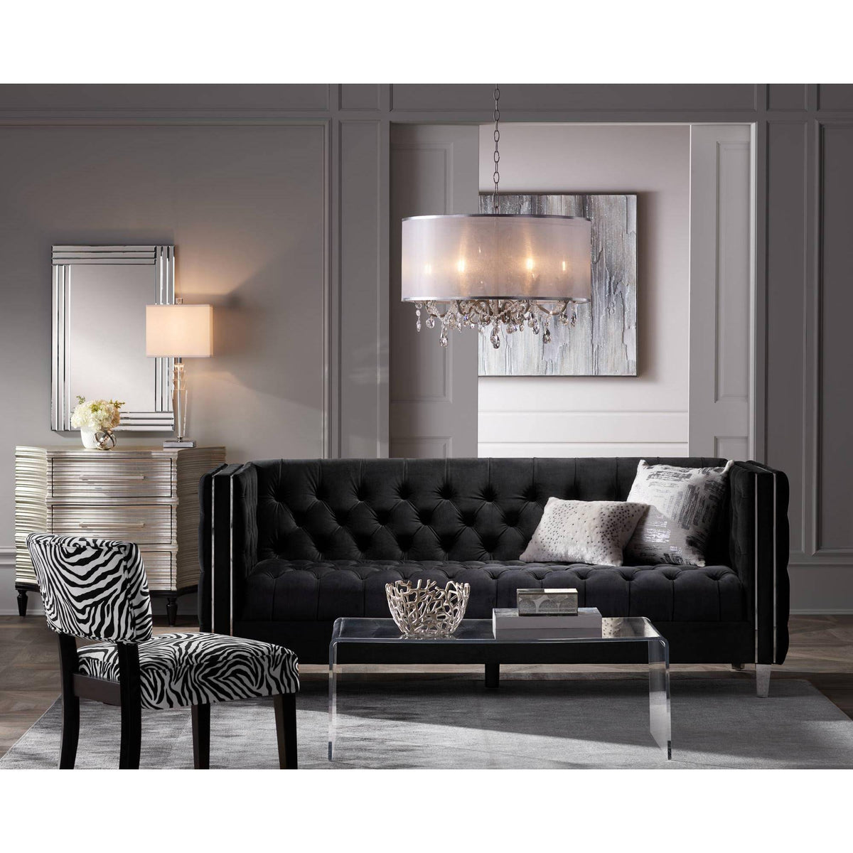 Zambia Zebra Print Accent Chair with Velvet Fabric L758654
