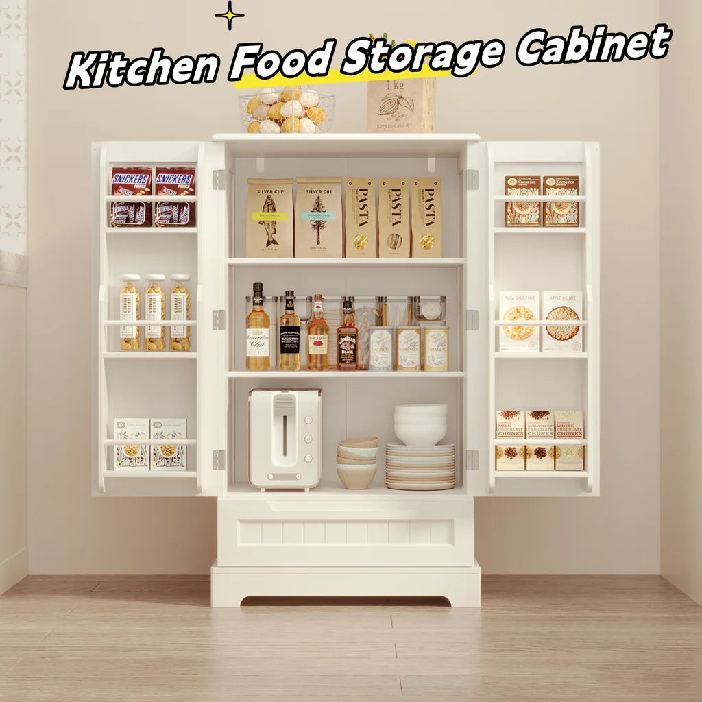 White Kitchen Storage Cabinet with 2 Doors and 1 Drawer Q301814
