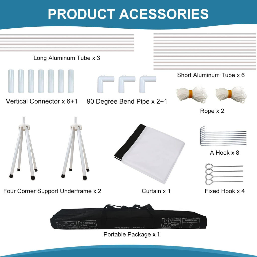 100 Inch 16:9 Portable Projector Screen with Stand and Carry Bag S167