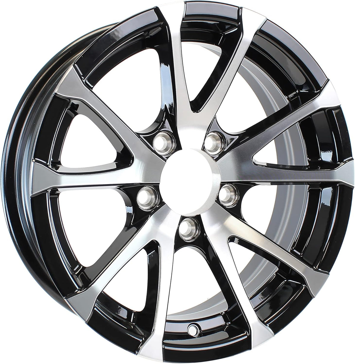 2-Pack Aluminum Trailer Wheels 12X4 12 Inch Rim Black Machined 5 Lug T411