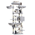 Light Gray 74 inches Multi-Level XL Cat Tree with Three Cat Condos and Two Top Decks G81476