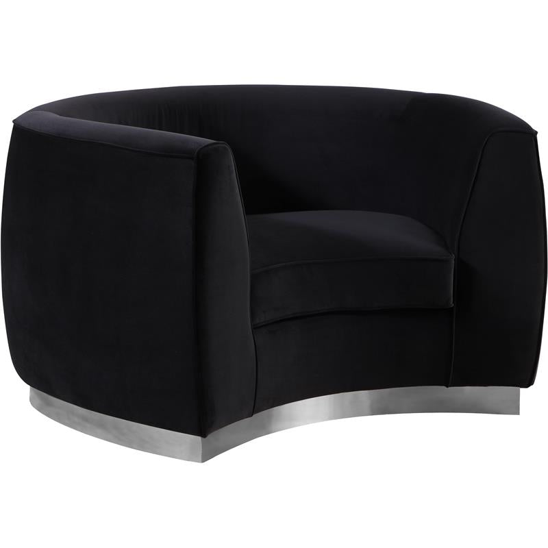 3-Piece Set with Accent Chair Chaise & Loveseat in Black and Chrome K16668