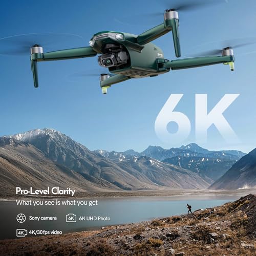 6K Drone with Camera, 4K/30fps Video, 3-Axis Brushless Gimbal, 70mins Flight Time with 2 Batteries, 10000ft Long Range H701