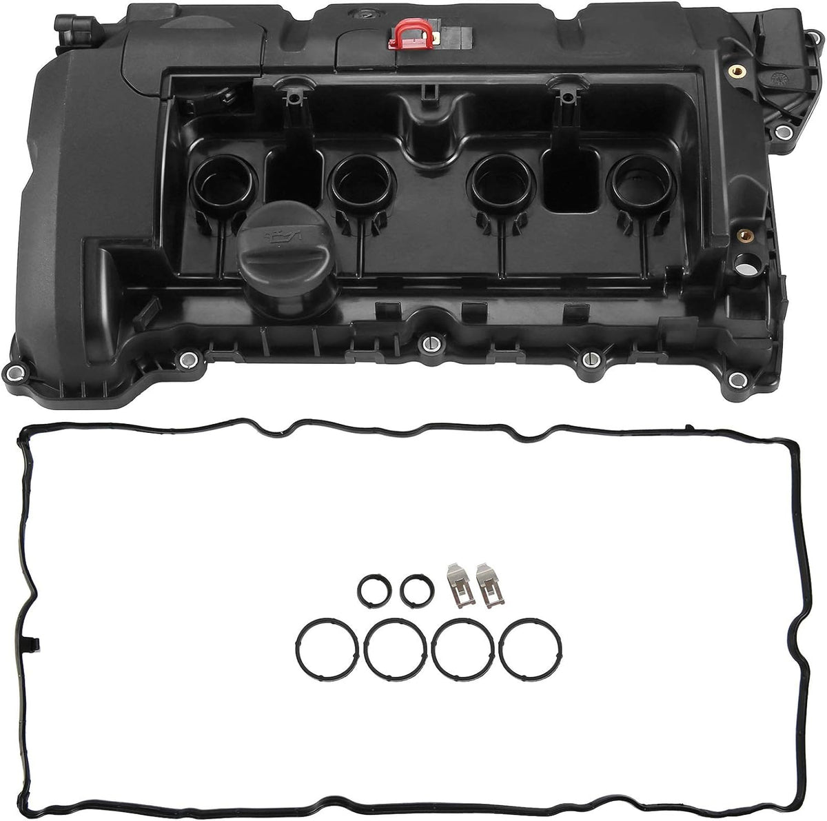 Engine Valve Cover with Gasket & Cap Compatible with Mini Cooper 1.6L DOHC V9857