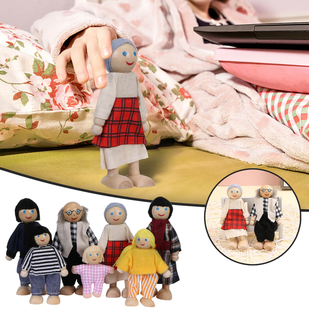 Wooden Dolls Family Playset Set of 7 S780
