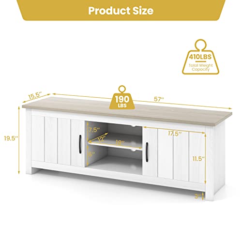 2 Doors TV Stand with Open Shelves and Cable Management Holes G150769