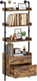 Industrial 4-Tier Bookshelf with 2 Wood Drawers D1667