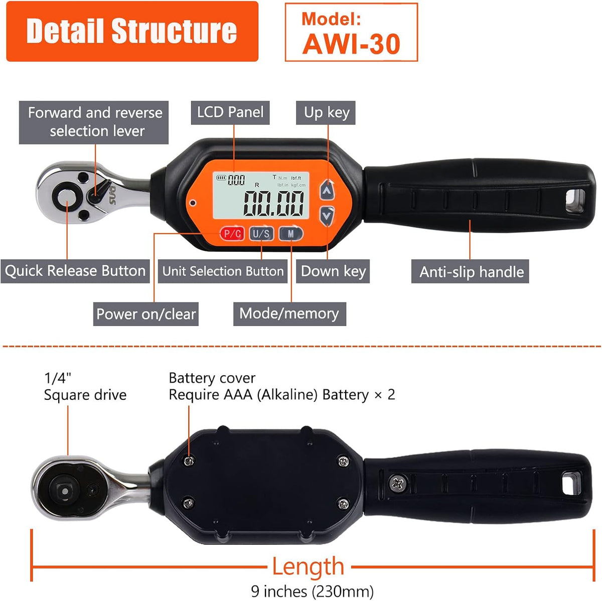 1/4-inch Drive Digital Torque Wrench W447