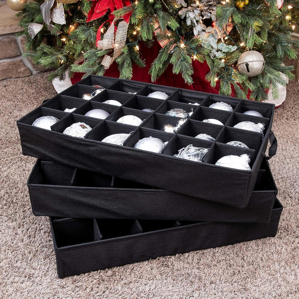 Green Christmas Ornament Storage Box with Dividers, Holds 72 Ornaments up to 4 Inches D73561