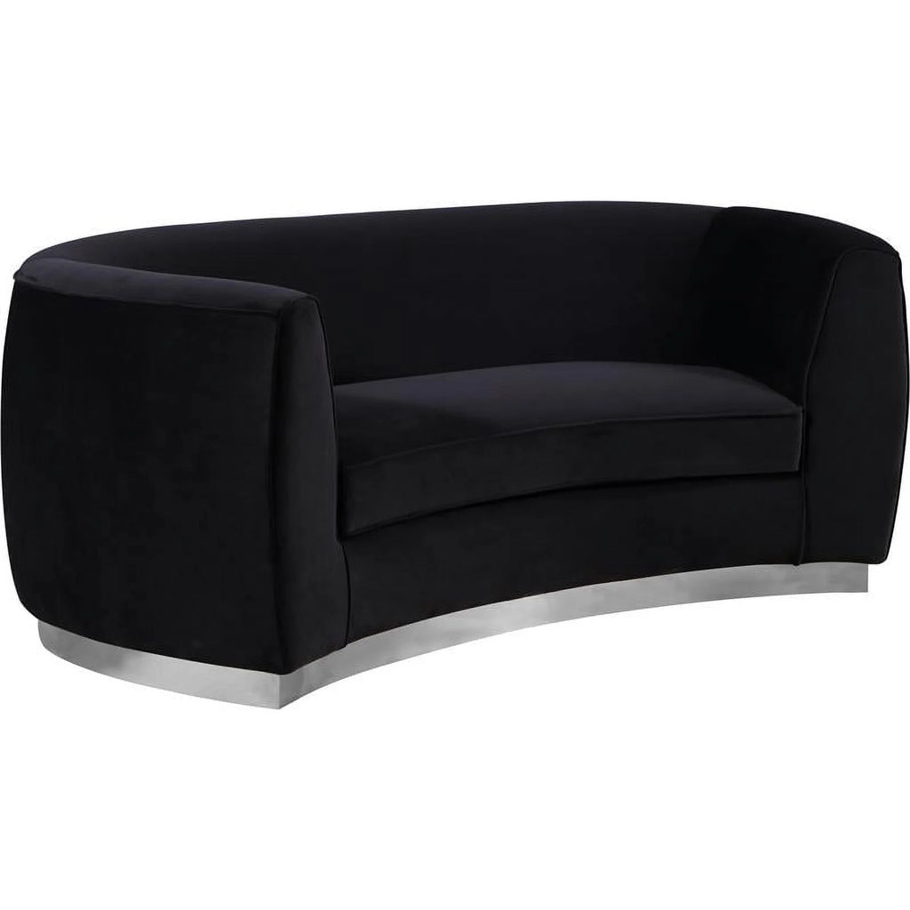 3-Piece Set with Accent Chair Chaise & Loveseat in Black and Chrome K16668