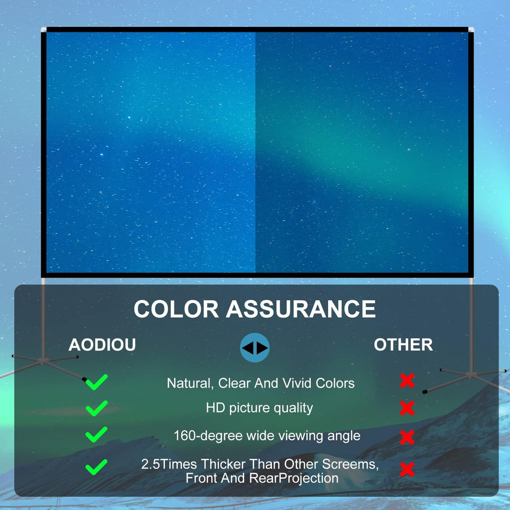 100 Inch 16:9 Portable Projector Screen with Stand and Carry Bag S167