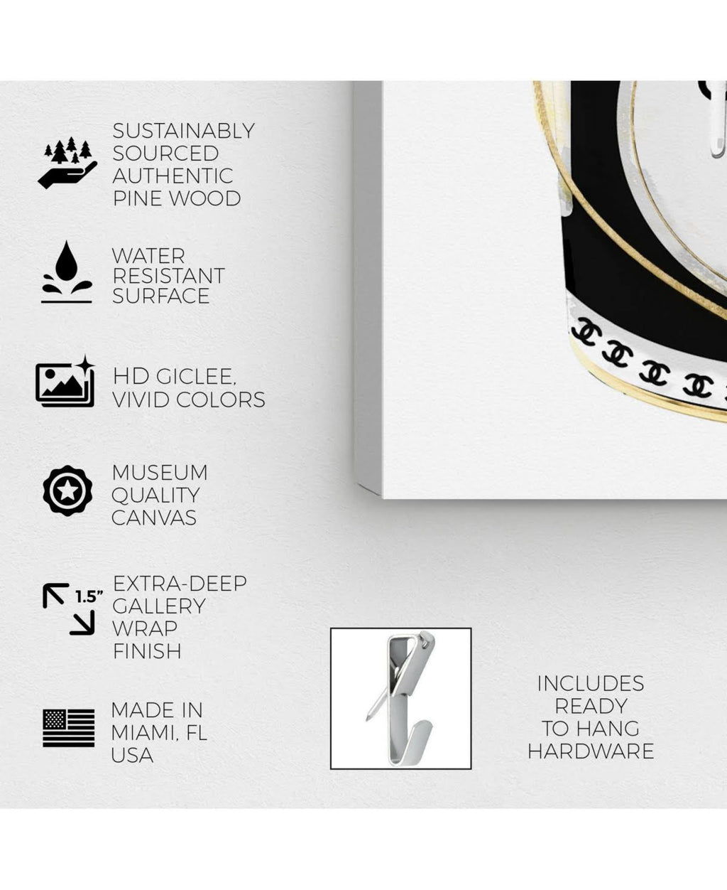Black Fashion Paint Noir Glam Canvas Q5029