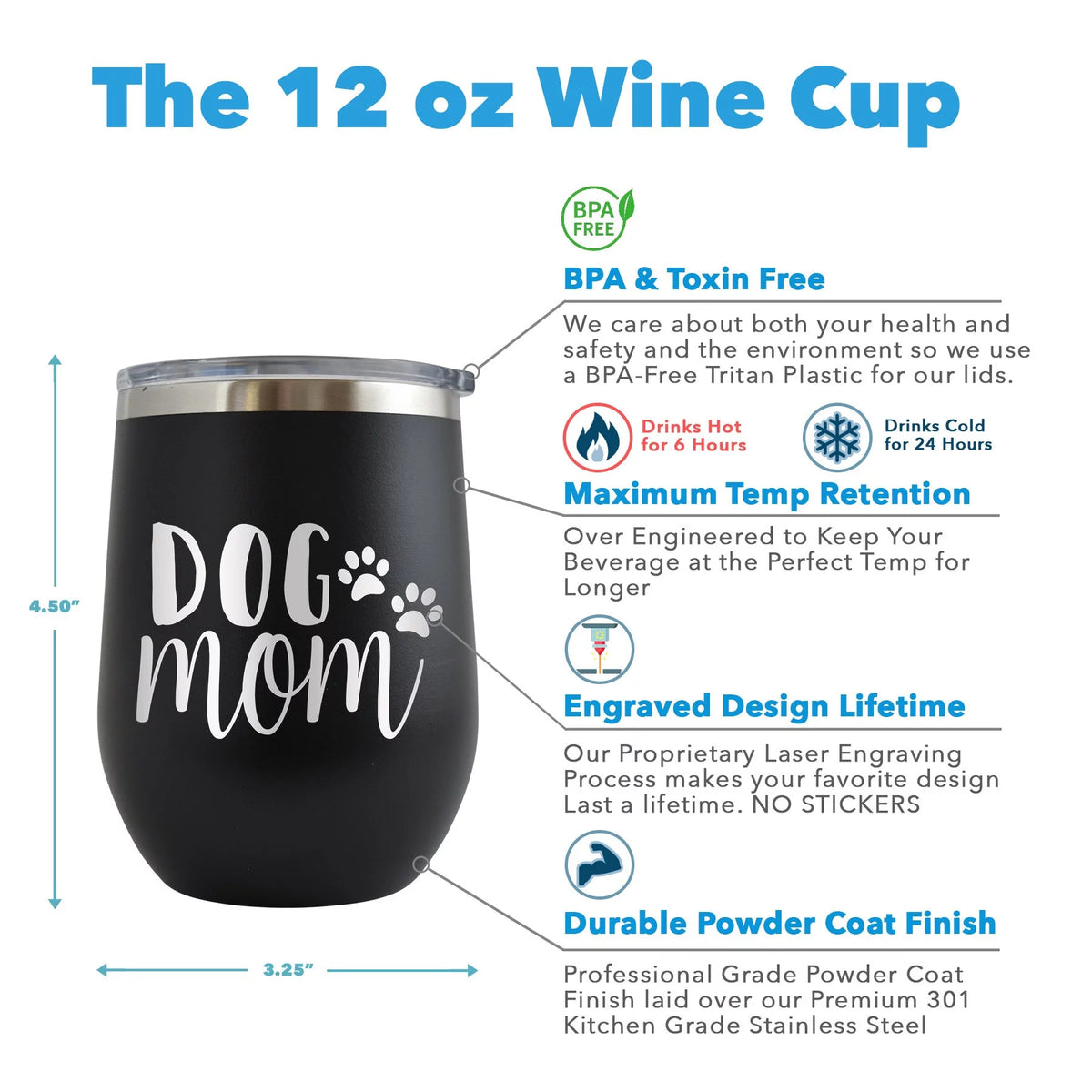 Engraved 12 oz Red Wine Cup D129