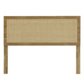 Oak Finish Manufactured Wood Rattan Panel Queen Headboard Z9693