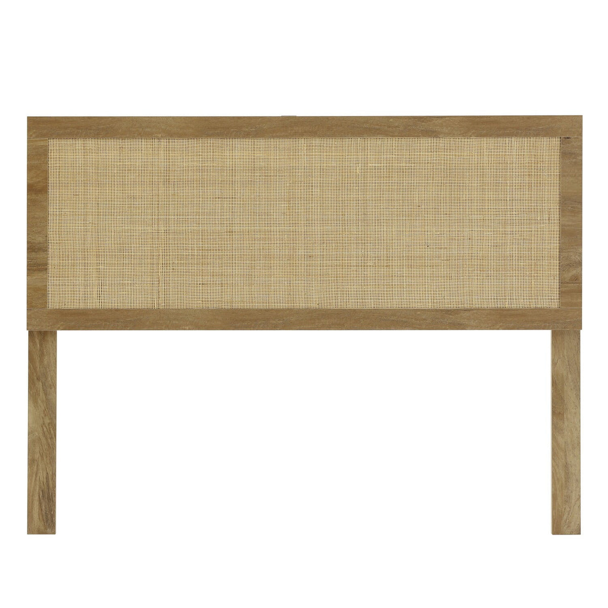 Oak Finish Manufactured Wood Rattan Panel Queen Headboard Z9693