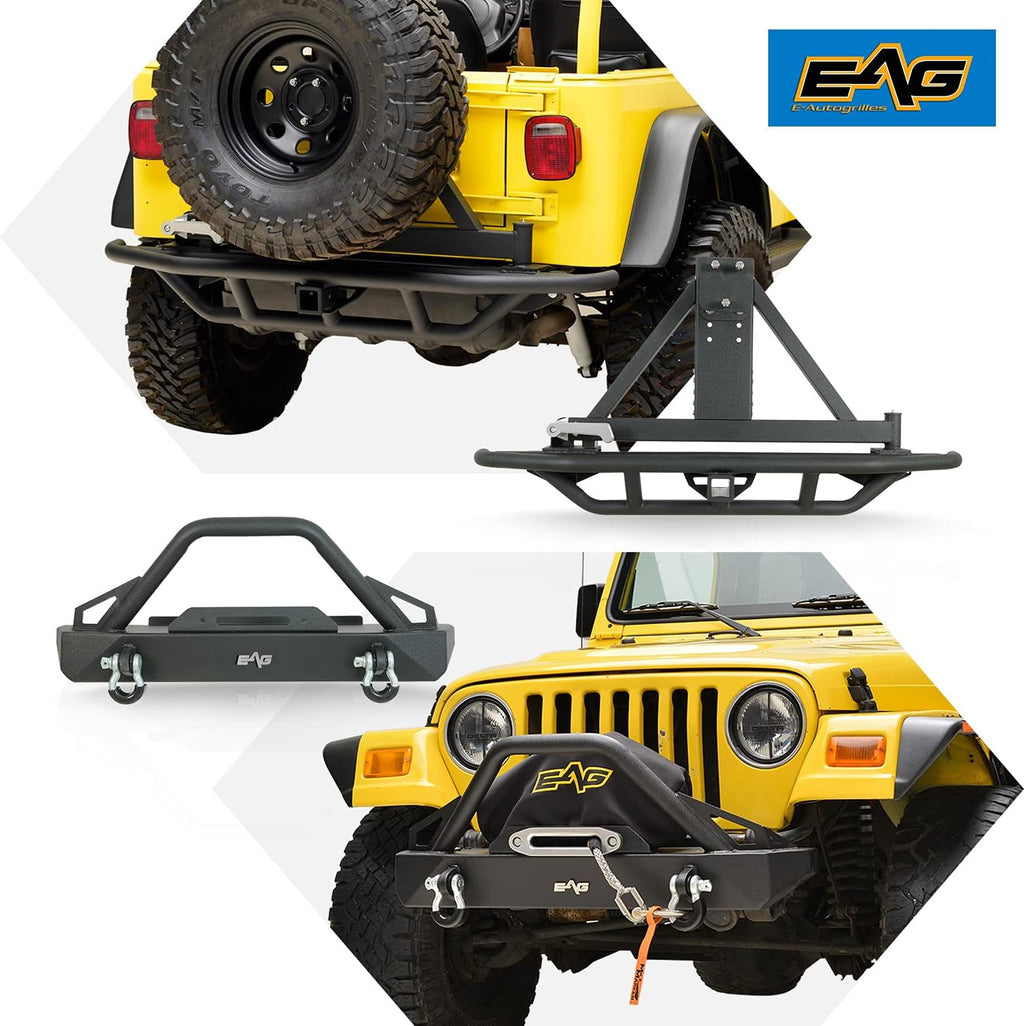 Front Winch Bumper and Tubular Rear Bumper with Assembled Tire Carrier E15065