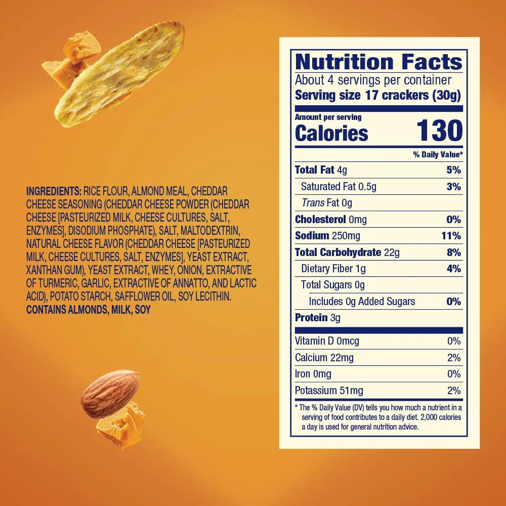 Cheddar Cheese Rice Cracker Snacks 4.25 oz Pack of 4 X1929