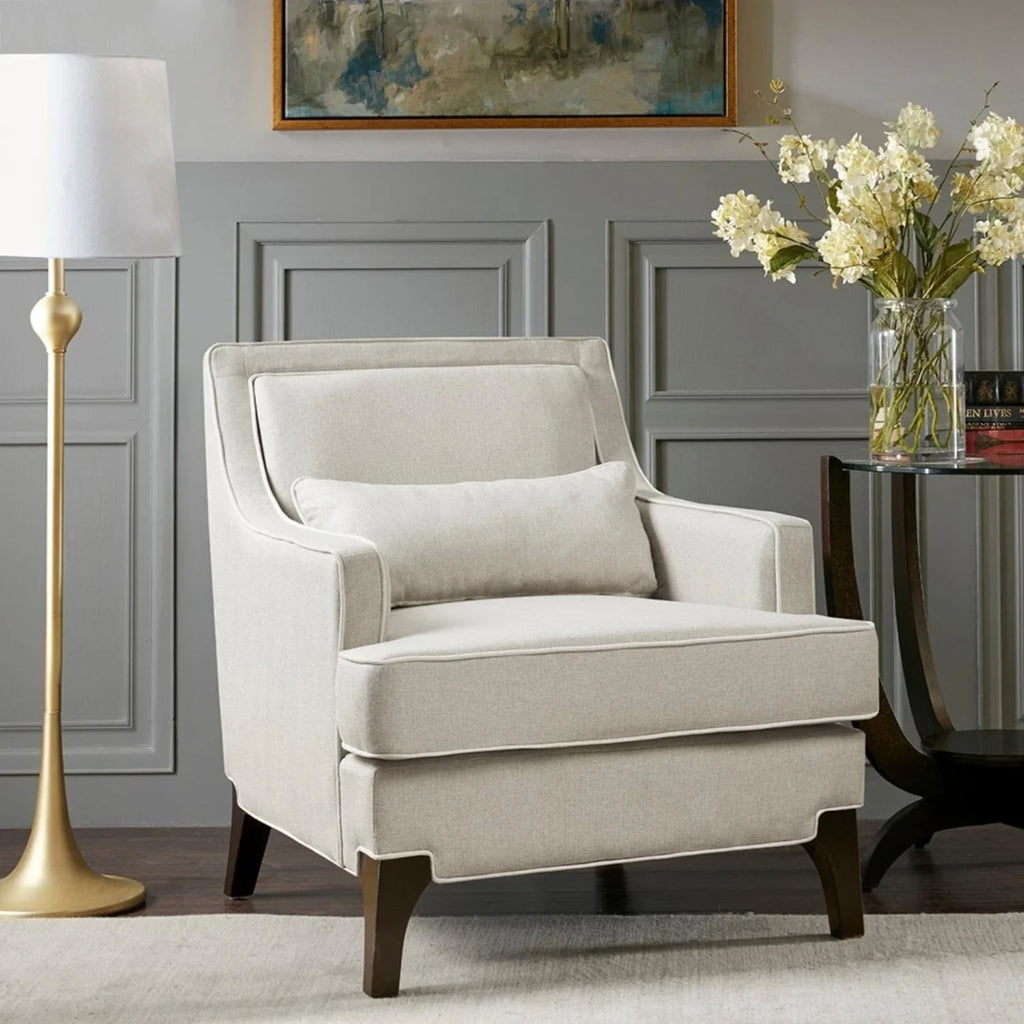 Cream and Dark Brown Arm Chair M727