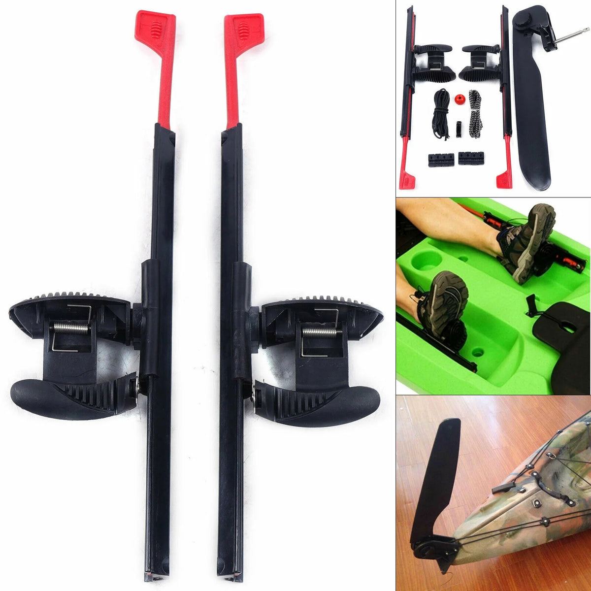 2Pcs Adjustable Kayak Foot Braces Pedals with Rudder Foot Control System J26225