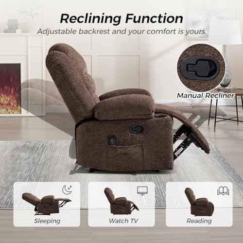 Brown Manual Recliner Chair with Massage and Heat X950