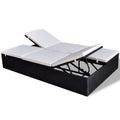Double Chaise Lounge Chair 2-Person Poly Rattan Sun Lounger with Adjustable Cushion C335