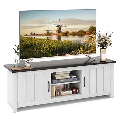 2 Doors TV Stand with Open Shelves and Cable Management Holes G150769