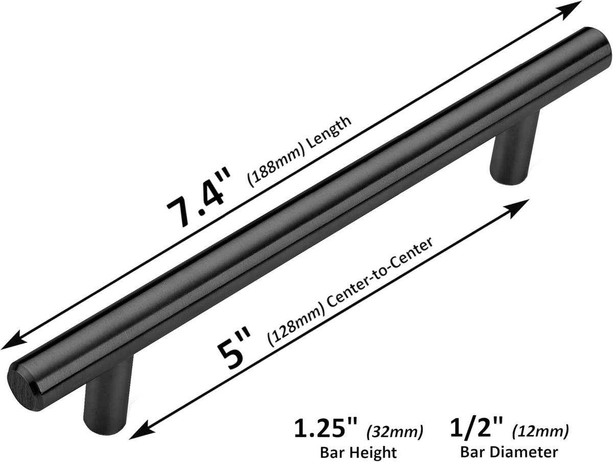 50-Pack Matte Black Round Bar Cabinet Pulls G284985