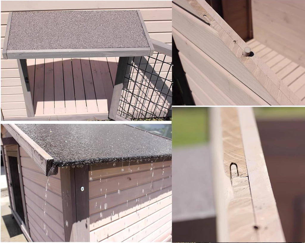 Grey Weatherproof Wooden Dog House with Elevated Floor P7453