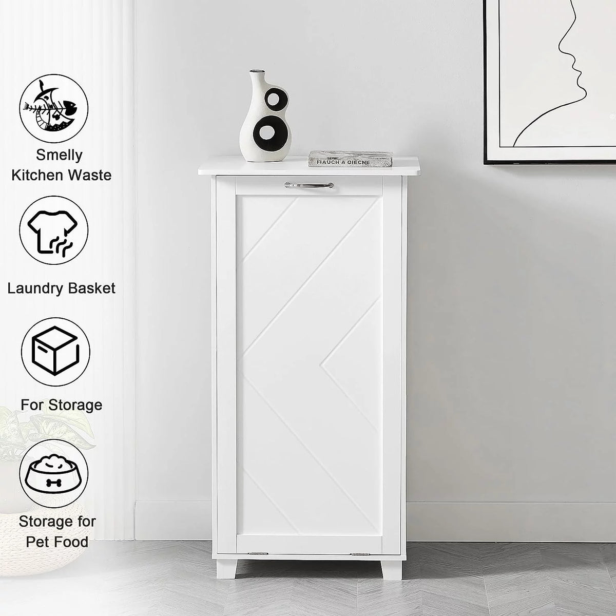White Tilt Out Trash Can Cabinet G807757