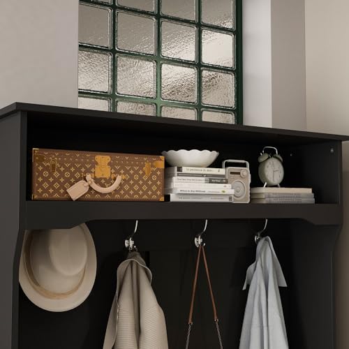 Grey Entryway Coat Rack with Storage Bench and Shoe Rack P6160