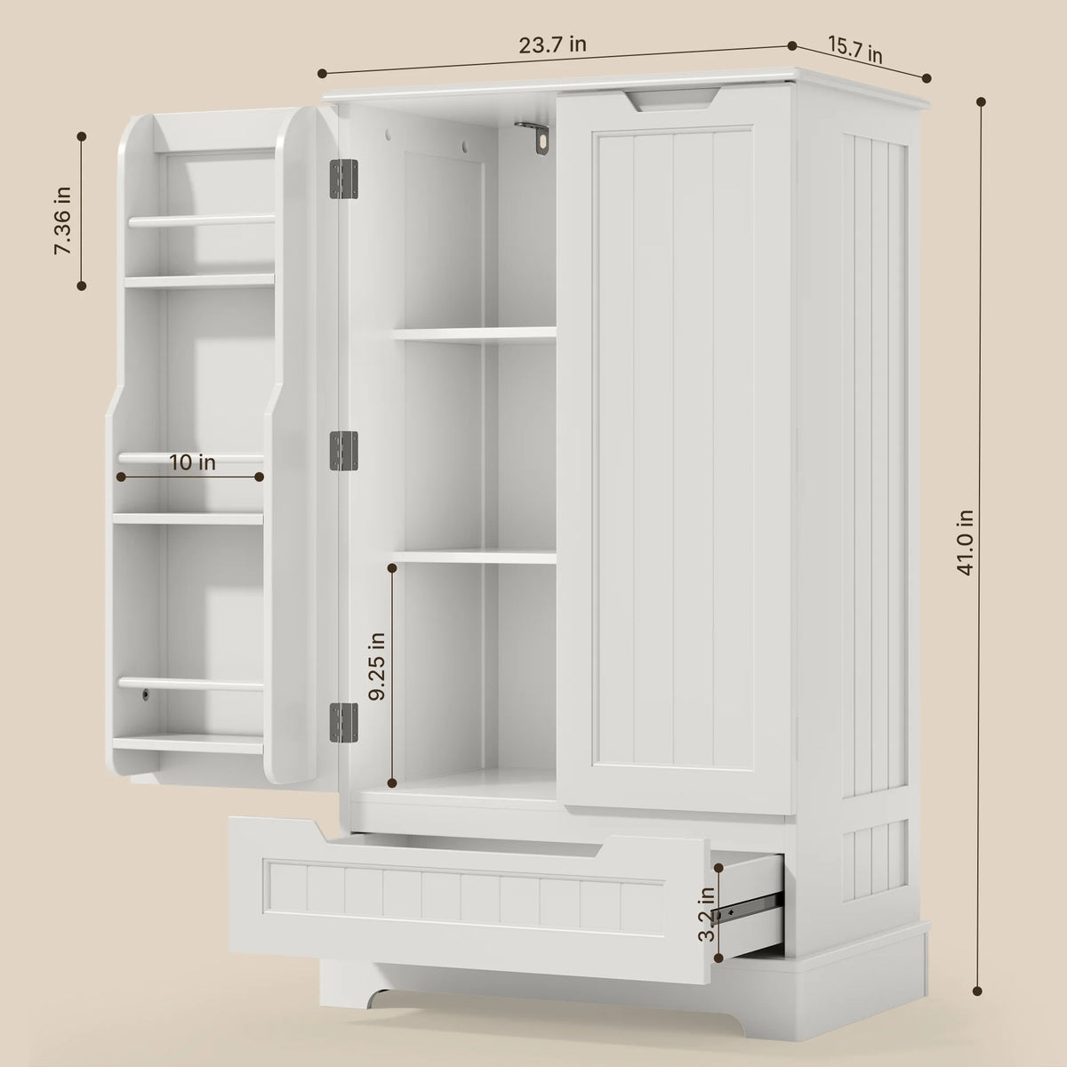 White Kitchen Storage Cabinet with 2 Doors and 1 Drawer Q301814