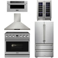 36 Electric Range, Range Hood, Refrigerator, Microwave and Wine Cooler X25008