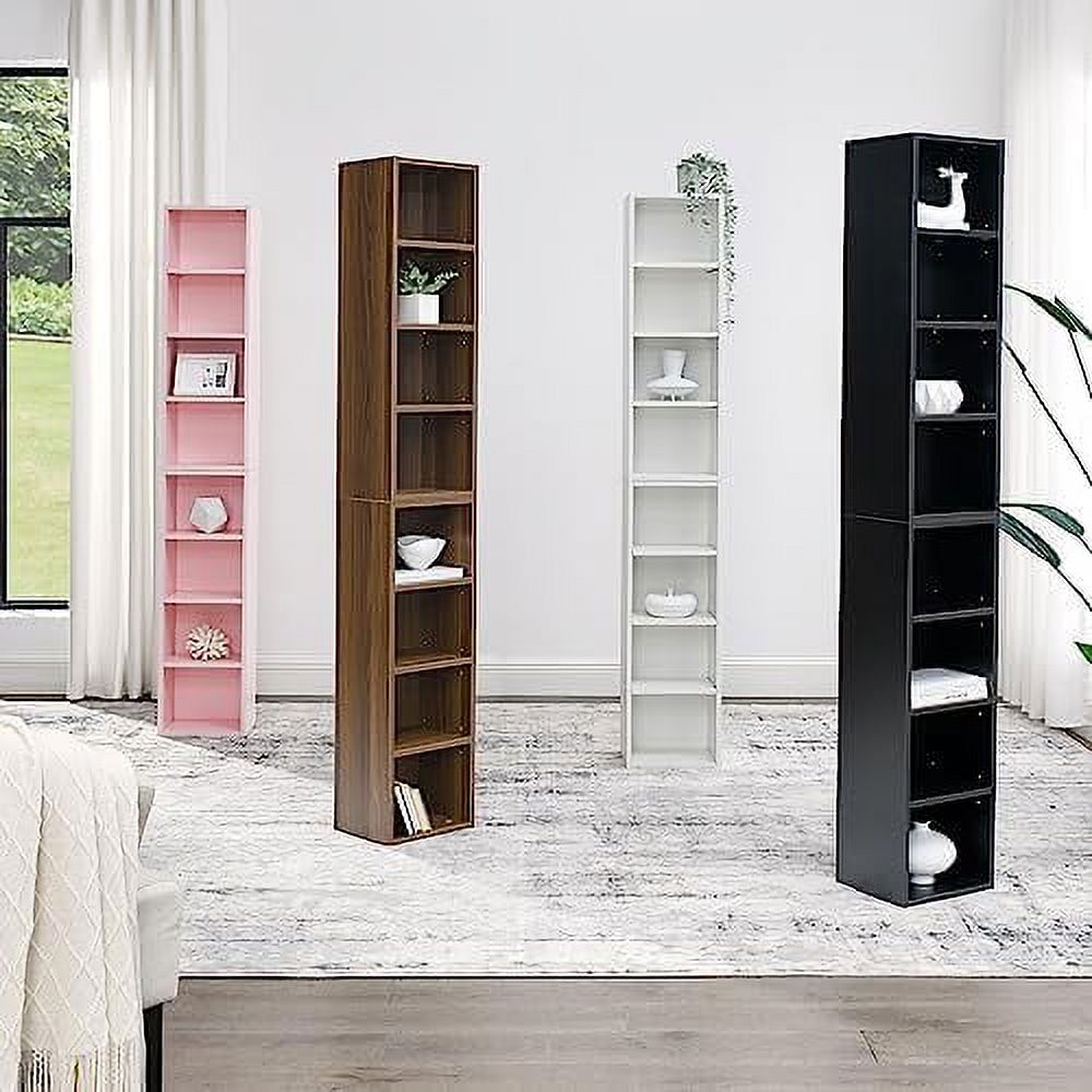 8-Tier Tall Narrow Media Tower Cabinet with Adjustable Shelves C6860