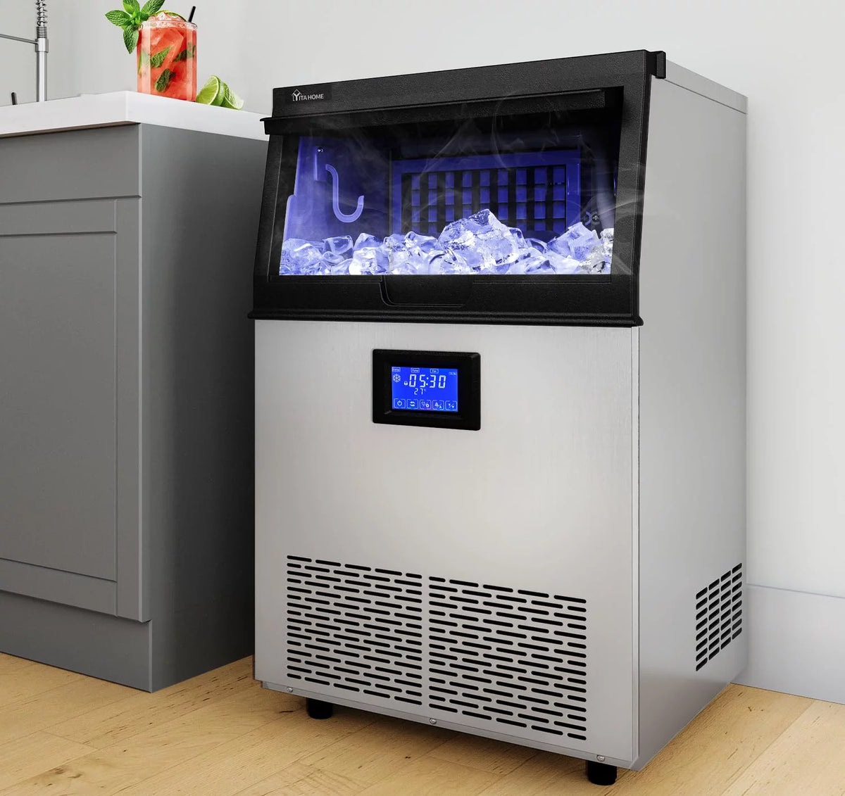 Commercial Ice Machine with 33LBS Storage Bin T64276