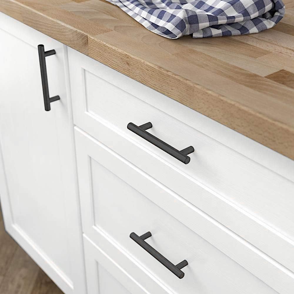 50-Pack Matte Black Round Bar Cabinet Pulls G284985