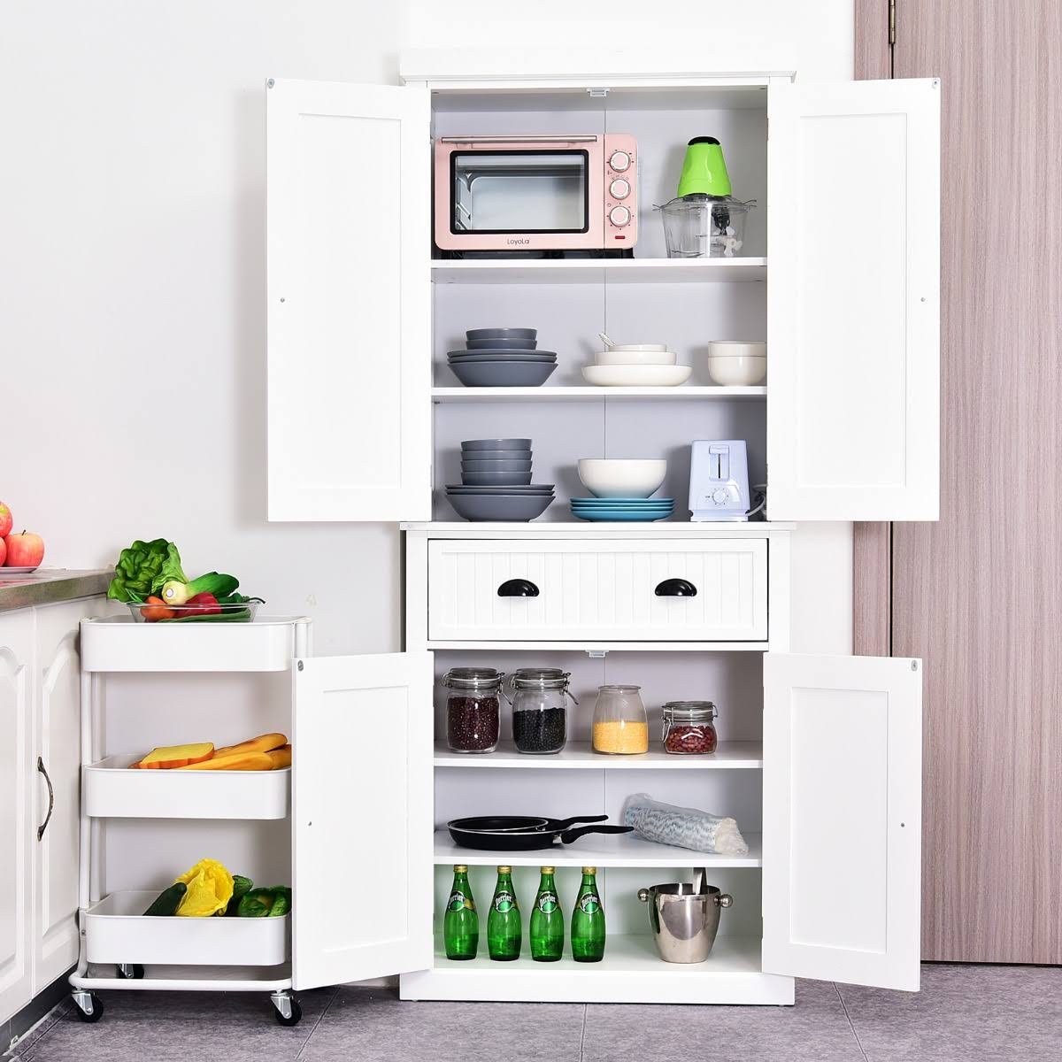 White Tall Kitchen Pantry Cabinet E204567